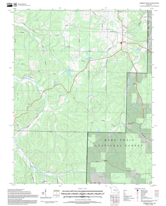 2025 Forest Service Topo Map of Cherryville Missouri