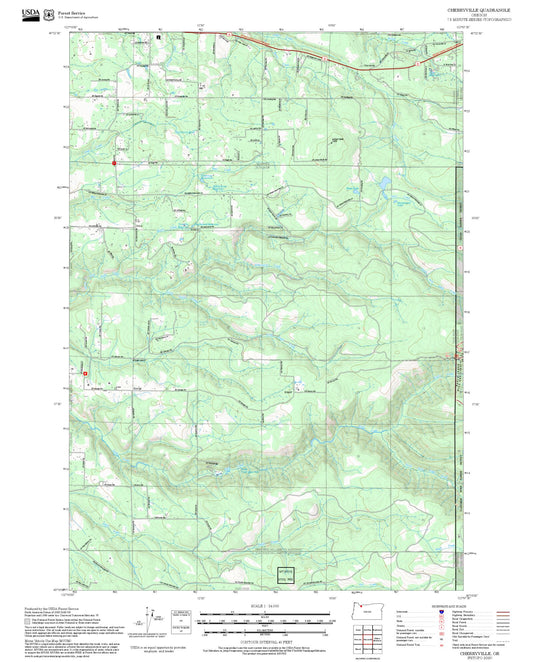 2025 Forest Service Topo Map of Cherryville Oregon