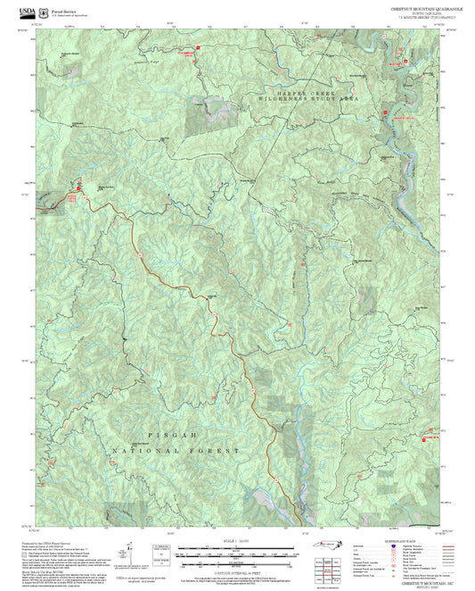 2025 Forest Service Topo Map of Chestnut Mountain North Carolina