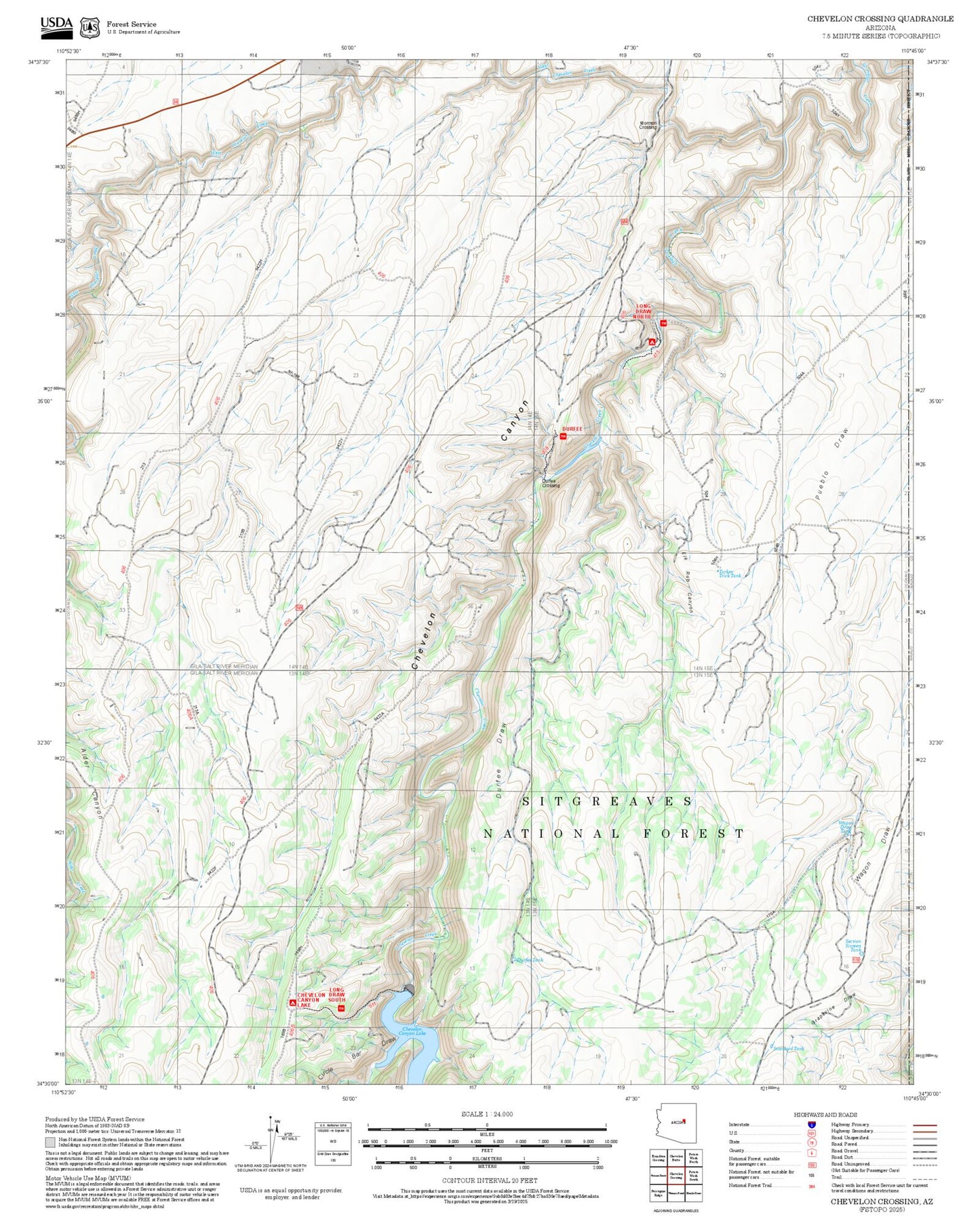 2025 Forest Service Topo Map of Chevelon Crossing Arizona