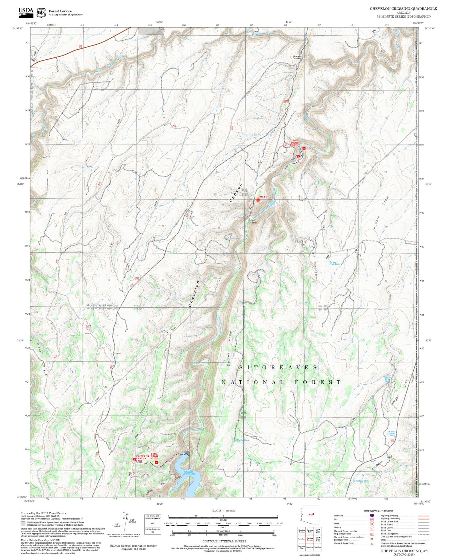 2025 Forest Service Topo Map of Chevelon Crossing Arizona