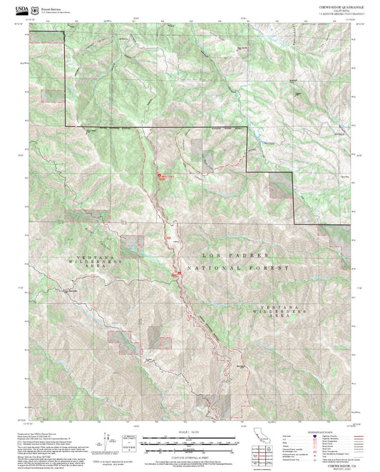 2025 Forest Service Topo Map of Chews Ridge California