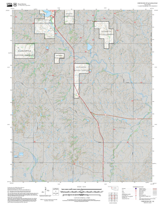 2025 Forest Service Topo Map of Cheyenne NW Oklahoma