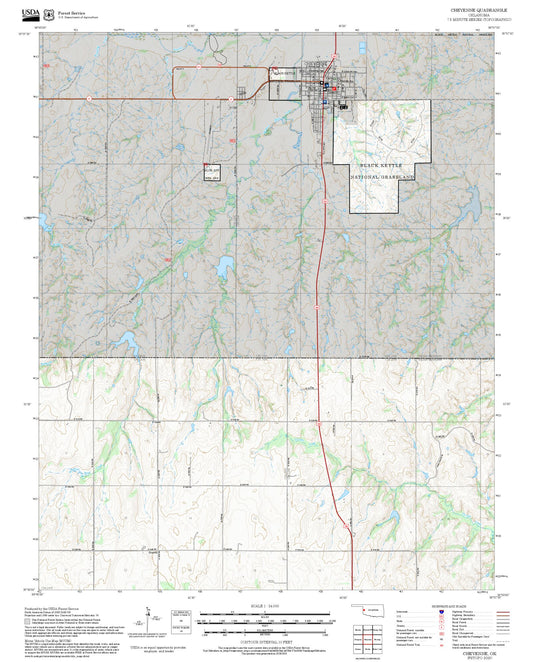 2025 Forest Service Topo Map of Cheyenne Oklahoma