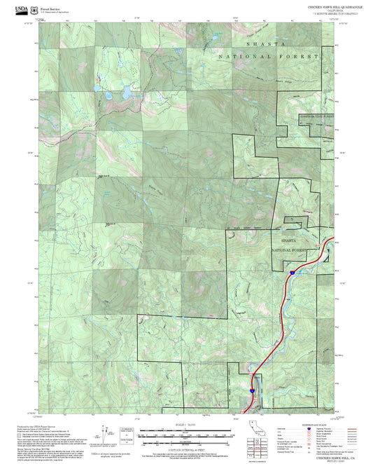 2025 Forest Service Topo Map of Chicken Hawk Hill California