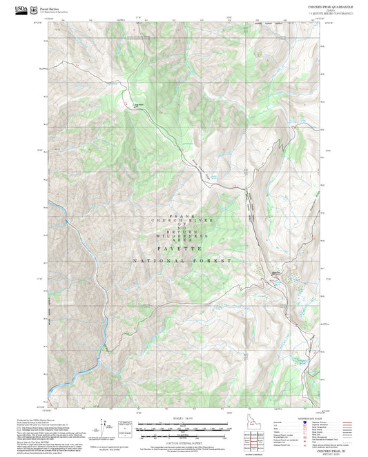 2025 Forest Service Topo Map of Chicken Peak Idaho