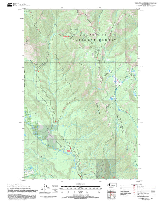 2025 Forest Service Topo Map of Chikamin Creek Washington