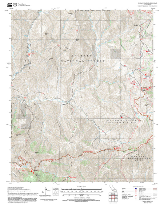 2025 Forest Service Topo Map of Chilao Flat California