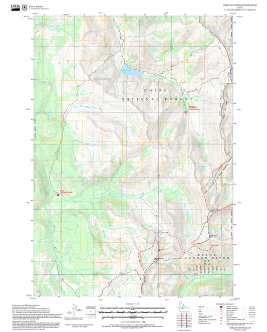2025 Forest Service Topo Map of Chilcoot Peak Idaho