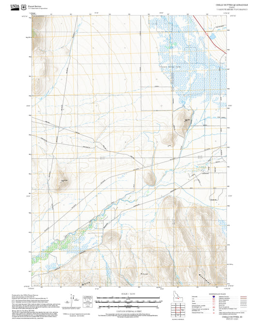 2025 Forest Service Topo Map of Chilly Buttes Idaho