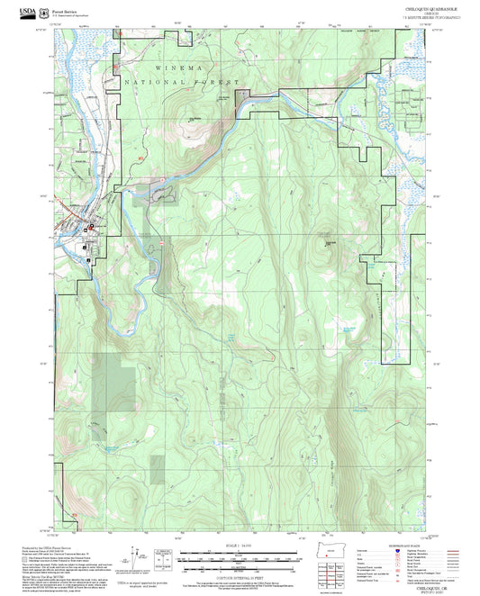 2025 Forest Service Topo Map of Chiloquin Oregon