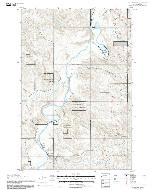 2025 Forest Service Topo Map of Chimney Butte North Dakota