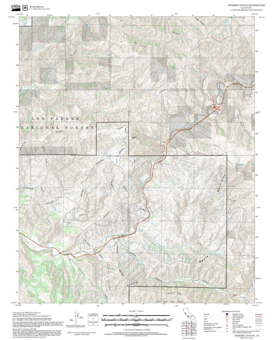 2025 Forest Service Topo Map of Chimney Canyon California
