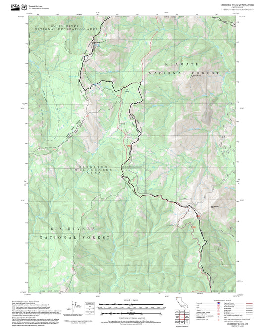2025 Forest Service Topo Map of Chimney Rock California