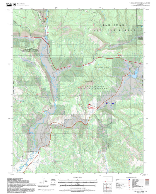 2025 Forest Service Topo Map of Chimney Rock Colorado