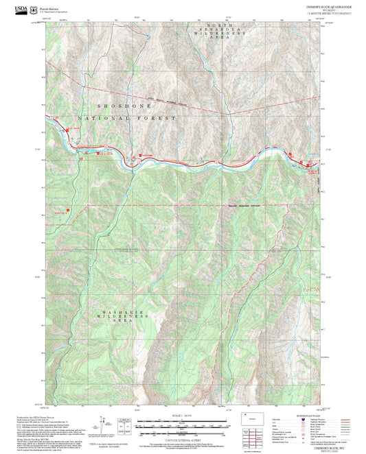 2025 Forest Service Topo Map of Chimney Rock Wyoming