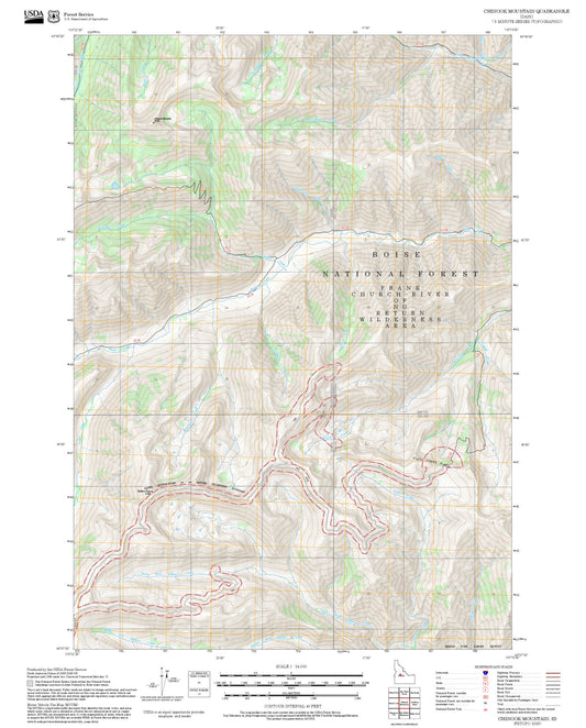 2025 Forest Service Topo Map of Chinook Mountain Idaho