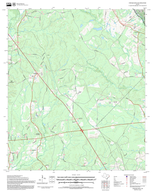2025 Forest Service Topo Map of Chinquapin Texas