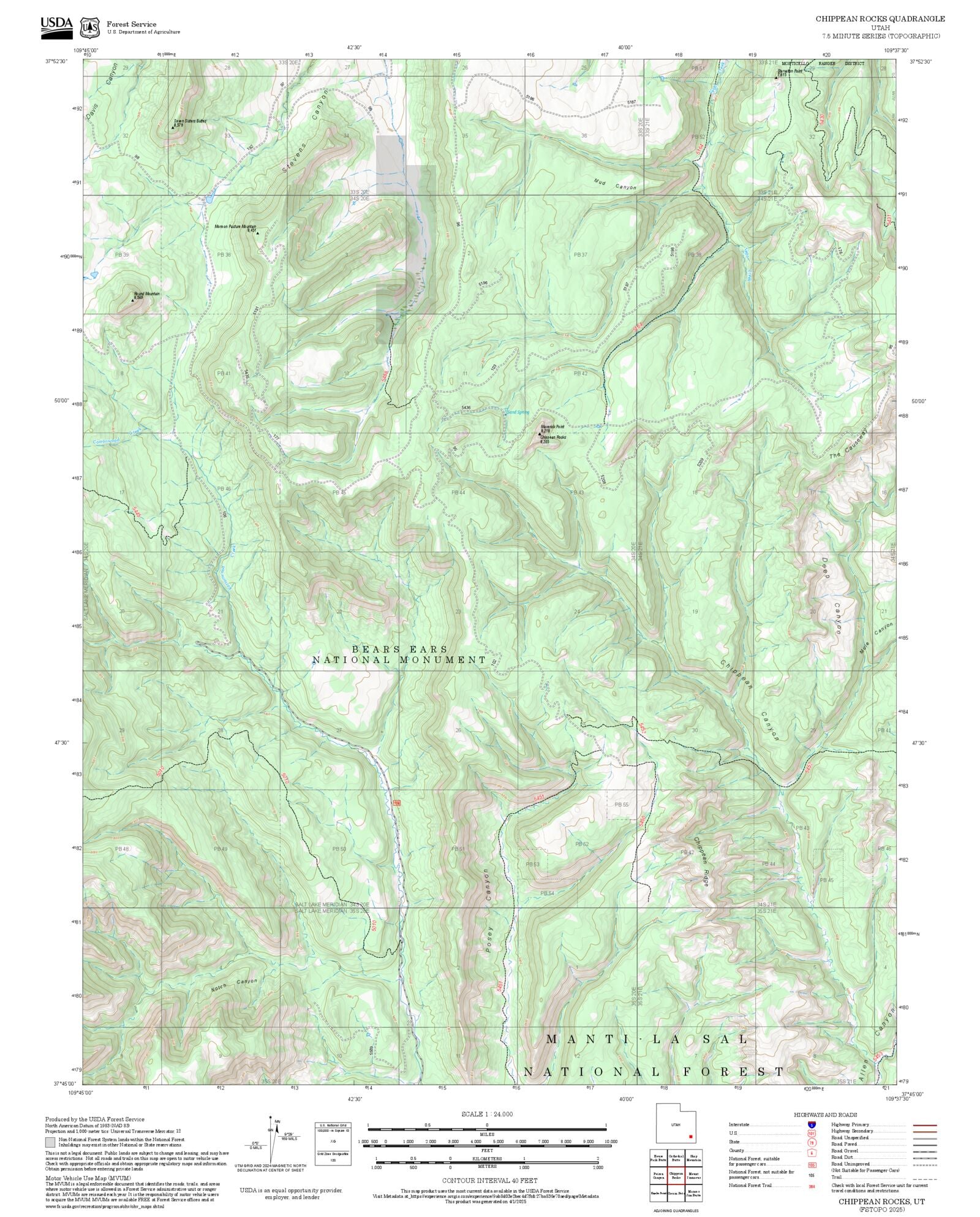 2025 Forest Service Topo Map of Chippean Rocks Utah – MyTopo Map Store