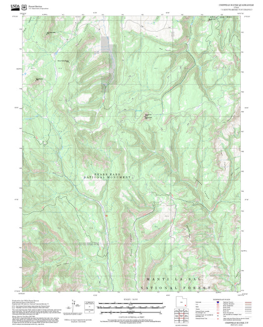 2025 Forest Service Topo Map of Chippean Rocks Utah