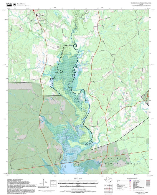 2025 Forest Service Topo Map of Chireno South Texas