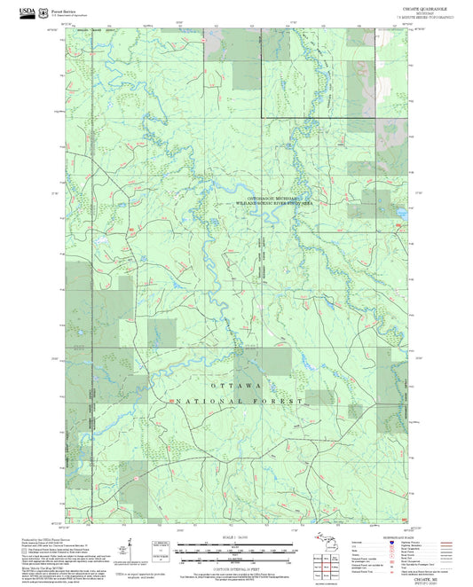 2025 Forest Service Topo Map of Choate Michigan