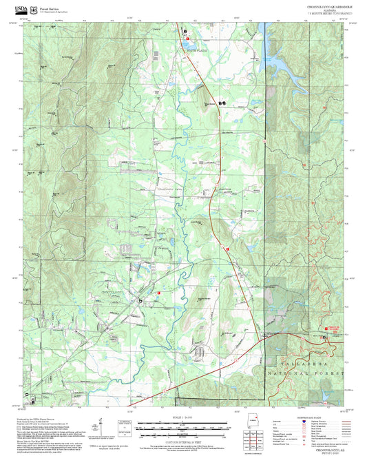 2025 Forest Service Topo Map of Choccolocco Alabama