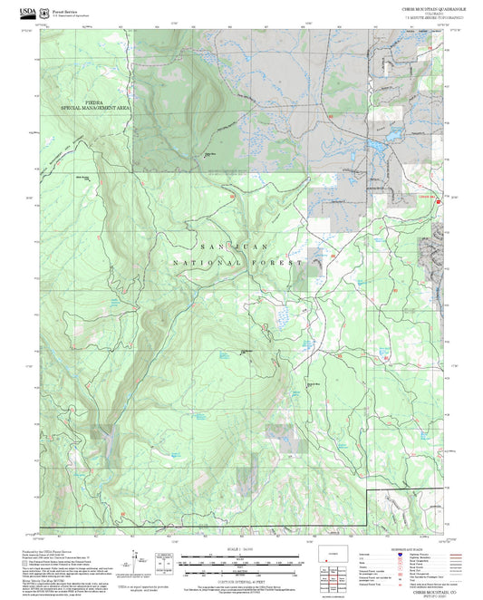 2025 Forest Service Topo Map of Chris Mountain Colorado