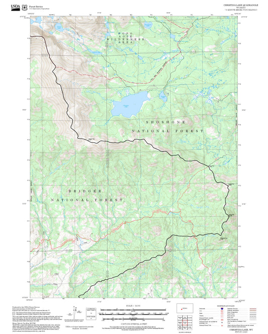 2025 Forest Service Topo Map of Christina Lake Wyoming