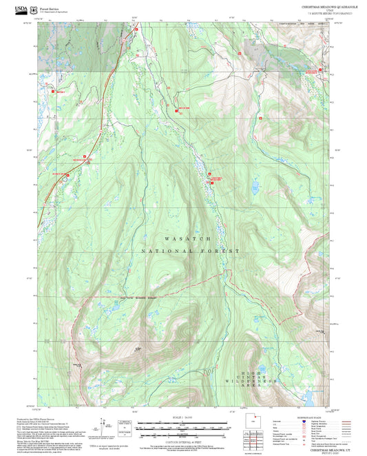 2025 Forest Service Topo Map of Christmas Meadows Utah