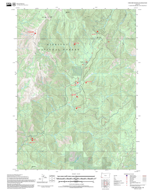 2025 Forest Service Topo Map of Chrome Ridge Oregon