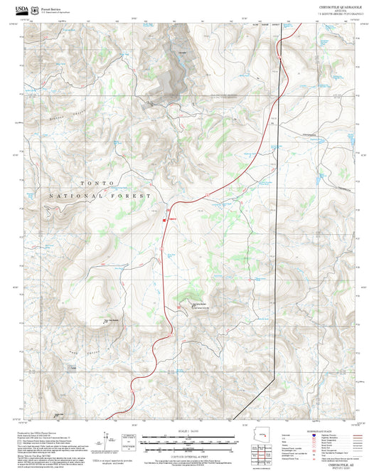 2025 Forest Service Topo Map of Chrysotile Arizona