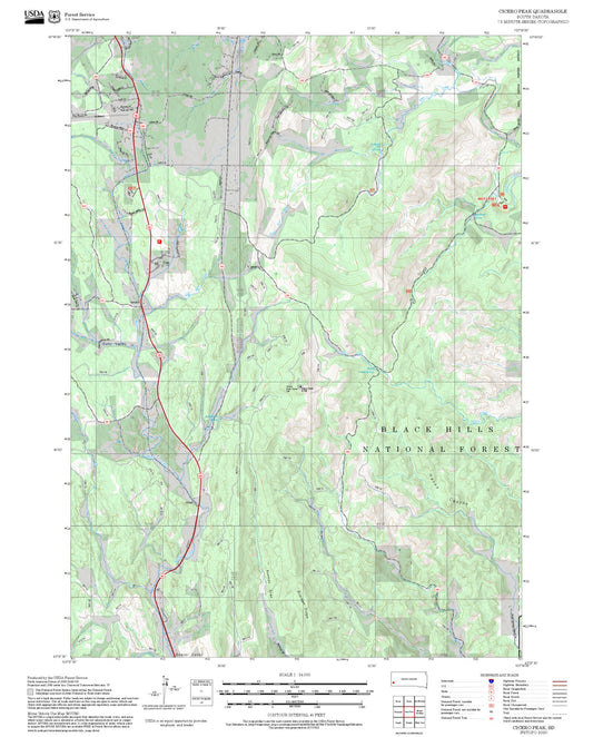 2025 Forest Service Topo Map of Cicero Peak South Dakota