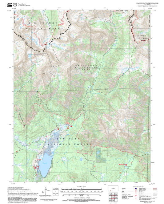 2025 Forest Service Topo Map of Cimarrona Peak Colorado