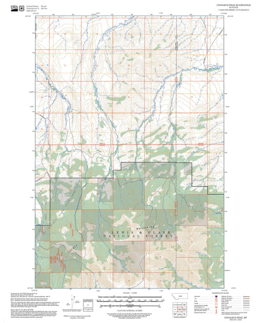 2025 Forest Service Topo Map of Cinnamon Peak Montana