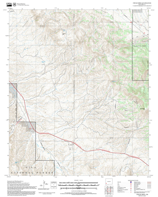 2025 Forest Service Topo Map of Circle Mesa New Mexico