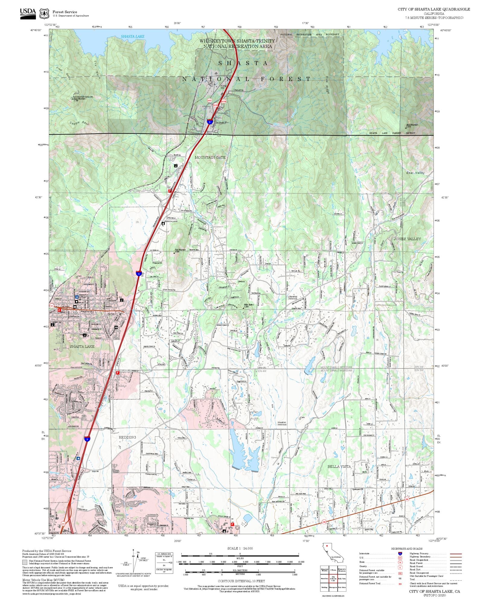 2025 Forest Service Topo Map of City of Shasta Lake California – MyTopo ...