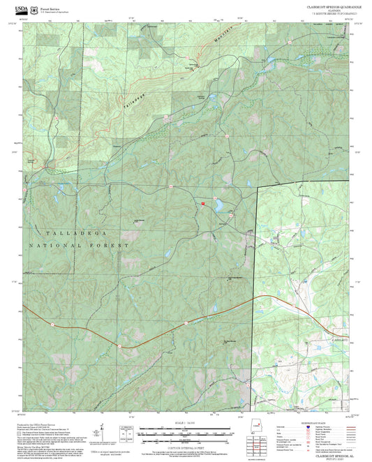 2025 Forest Service Topo Map of Clairmont Springs Alabama