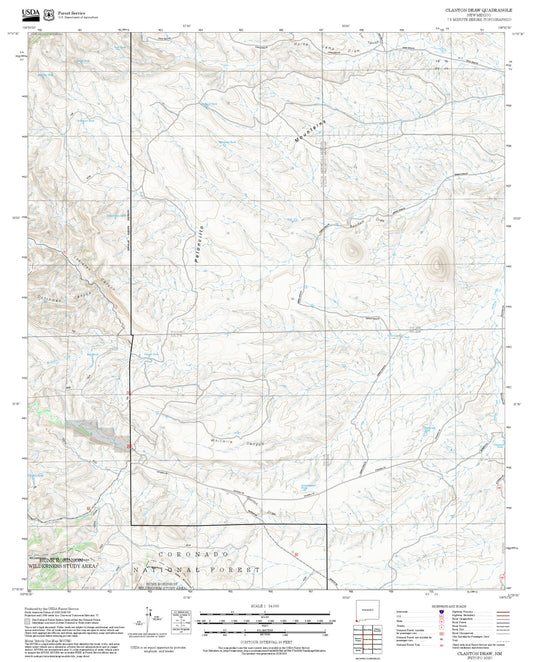 2025 Forest Service Topo Map of Clanton Draw New Mexico