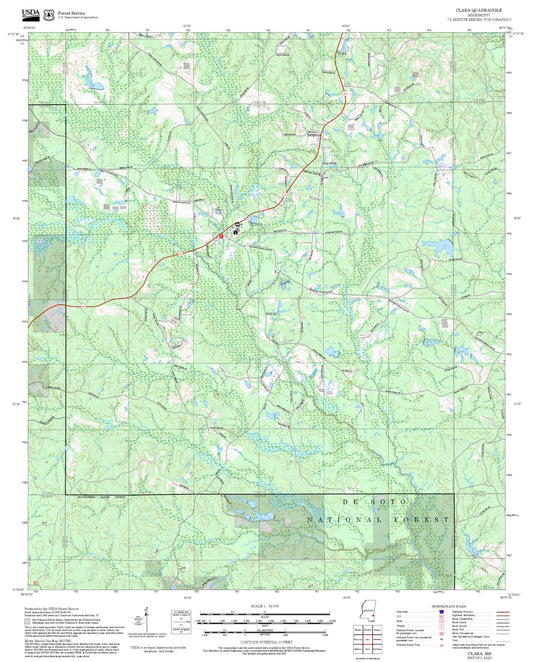 2025 Forest Service Topo Map of Clara Mississippi