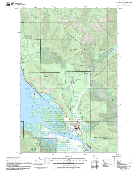 2025 Forest Service Topo Map of Clark Fork Idaho