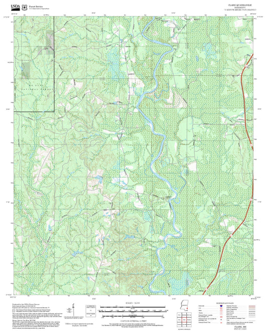 2025 Forest Service Topo Map of Clark Mississippi