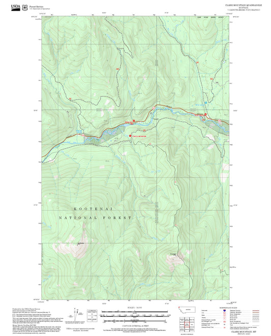 2025 Forest Service Topo Map of Clark Mountain Montana