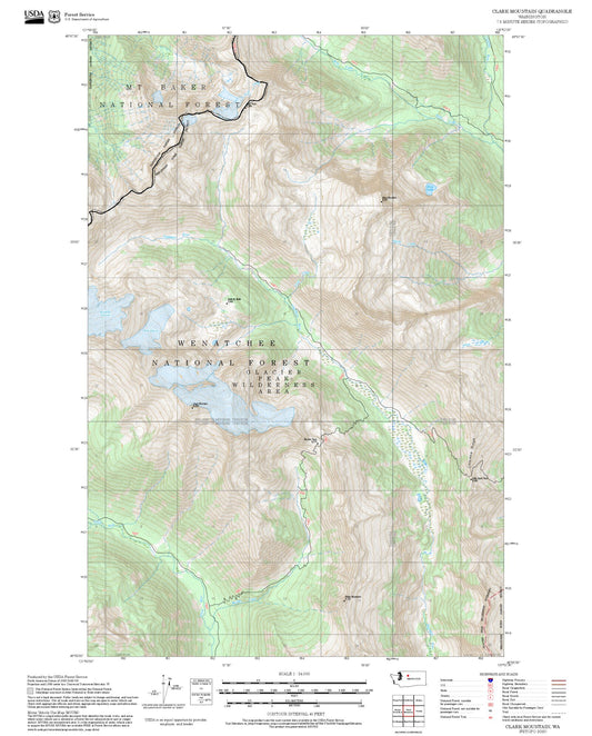 2025 Forest Service Topo Map of Clark Mountain Washington