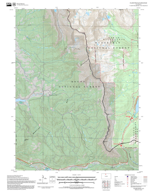 2025 Forest Service Topo Map of Clark Peak Colorado