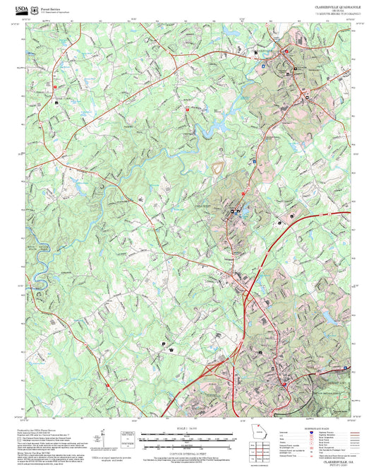 2025 Forest Service Topo Map of Clarkesville Georgia