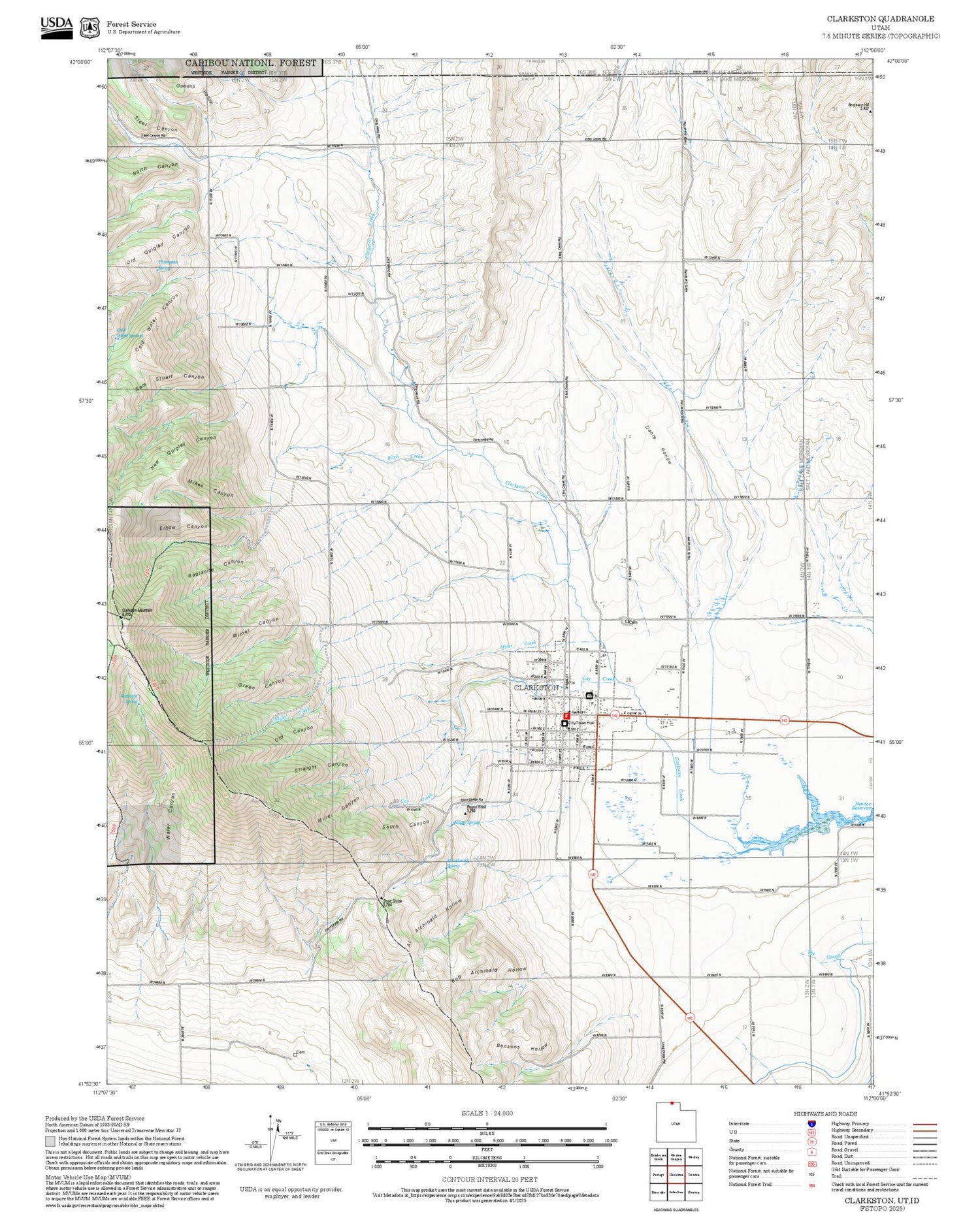 2025 Forest Service Topo Map of Clarkston Utah