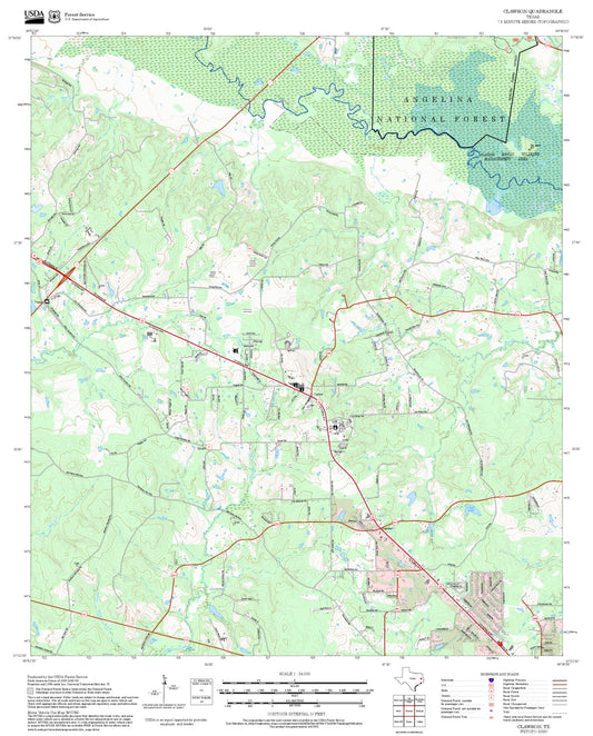 2025 Forest Service Topo Map of Clawson Texas