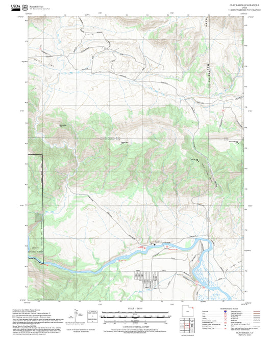 2025 Forest Service Topo Map of Clay Basin Utah