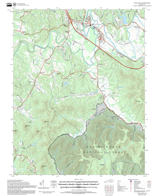 2025 Forest Service Topo Map of Clay City Kentucky
